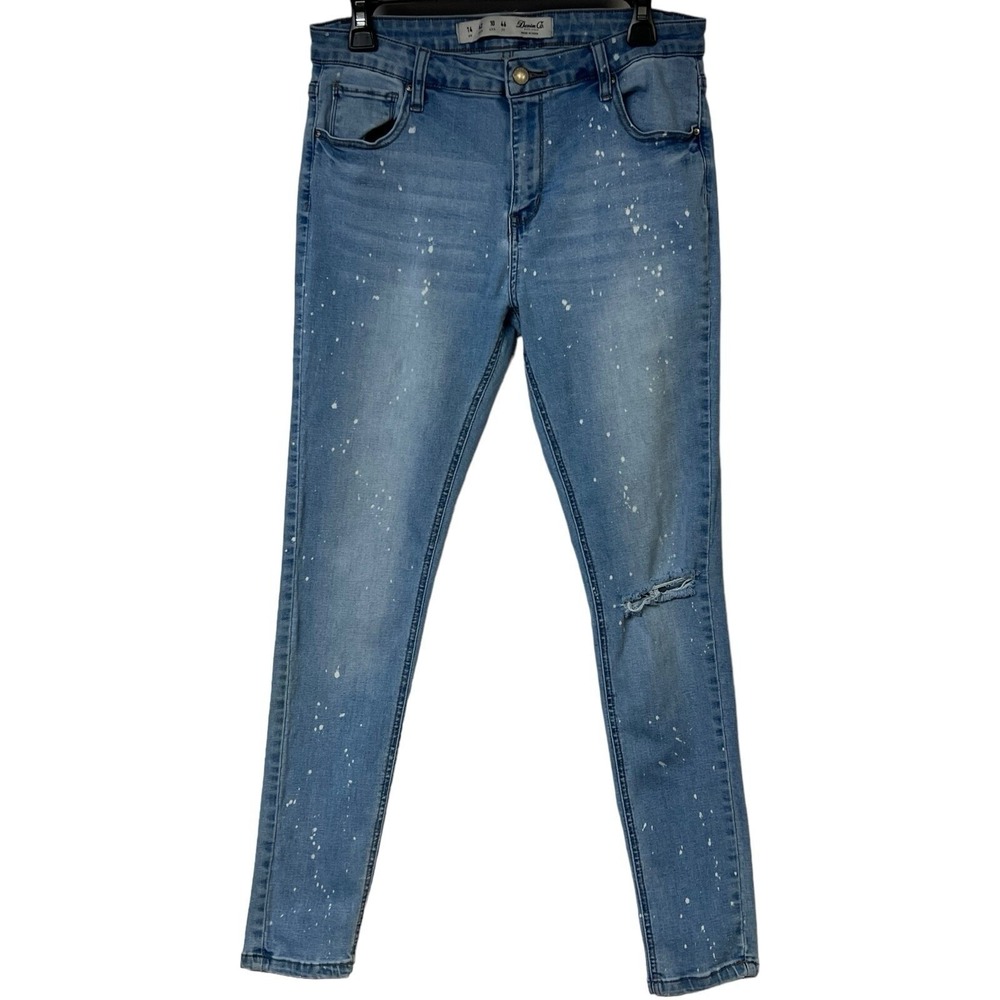 Denim Co Jeans Blue‎ Skinny 30 Waist Distressed Paint Splatter Faded Wash Edgy